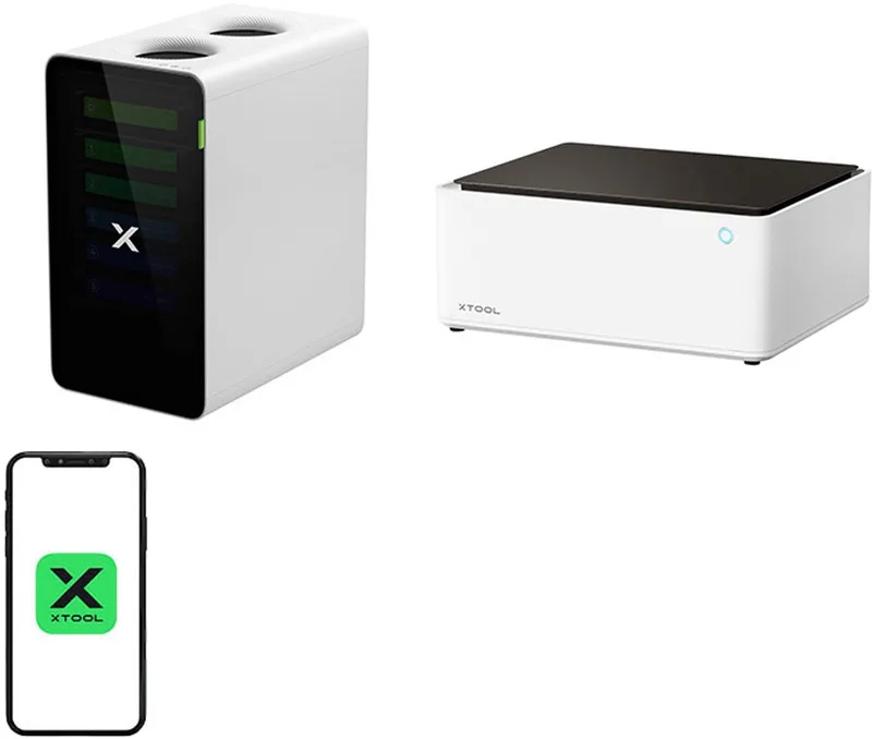 2-in-1 xTool M1 10W Laser Engraver + xTool SafetyPro™ AP2 Smoke Absorber van xTool – productfoto